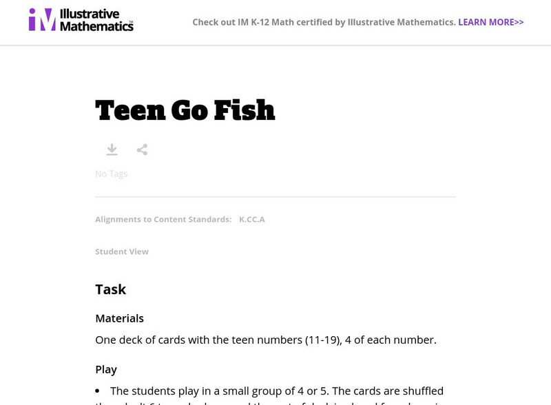 Illustrative Mathematics: Teen Go Fish Lesson Plan Illustrative Mathematics: Teen Go Fish Lesson Plan