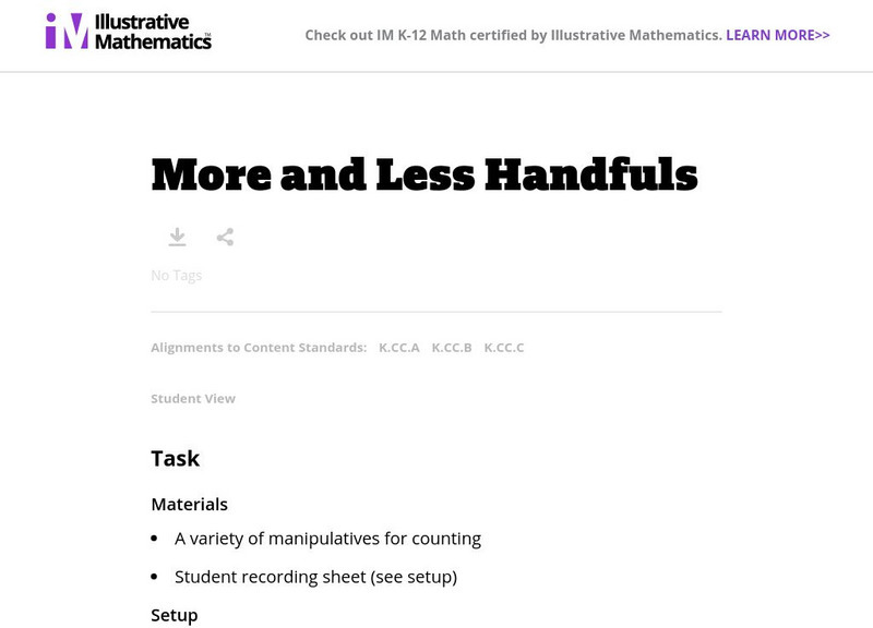 Illustrative Mathematics: More and Less Handfuls Lesson Plan Illustrative Mathematics: More and Less Handfuls Lesson Plan