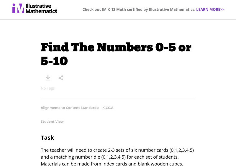 Illustrative Mathematics: Find the Numbers 0 5 or 5 10 Lesson Plan Illustrative Mathematics: Find the Numbers 0 5 or 5 10 Lesson Plan