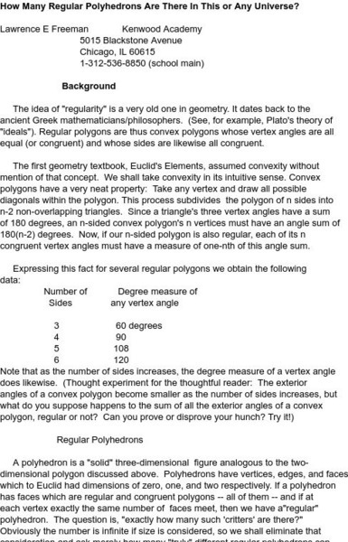 Smile: Polyhedrons Lesson Plan Smile: Polyhedrons Lesson Plan
