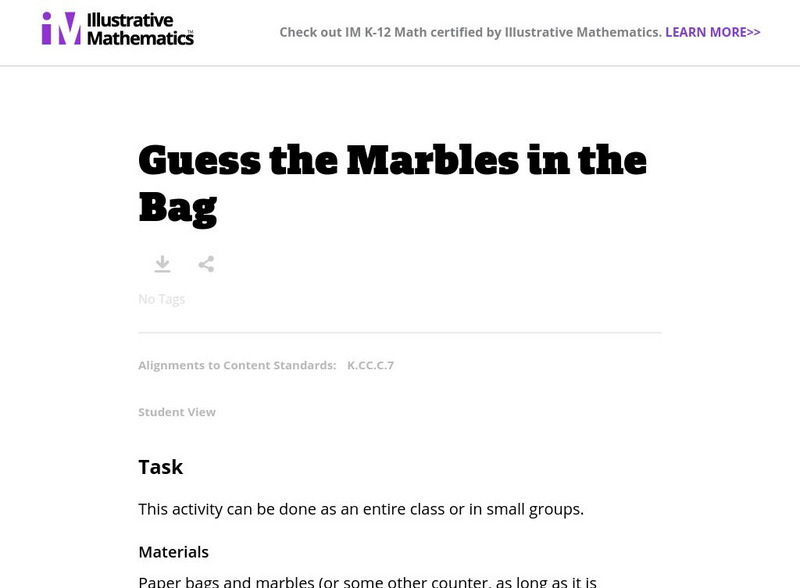 Illustrative Mathematics: Guess the Marbles in the Bag Lesson Plan Illustrative Mathematics: Guess the Marbles in the Bag Lesson Plan
