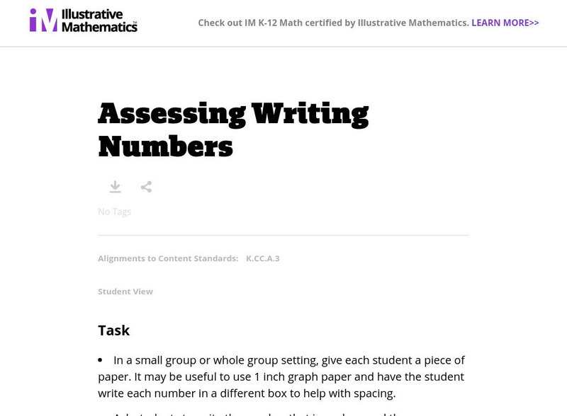 Illustrative Mathematics: Assessing Writing Numbers Lesson Plan Illustrative Mathematics: Assessing Writing Numbers Lesson Plan