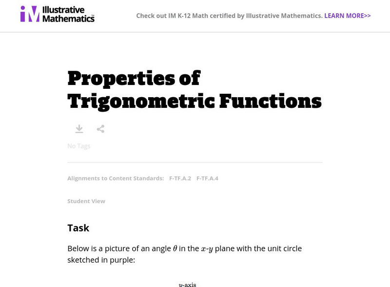 Illustrative Mathematics: F Tf Properties of Trigonometric Functions Lesson Plan Illustrative Mathematics: F Tf Properties of Trigonometric Functions Lesson Plan