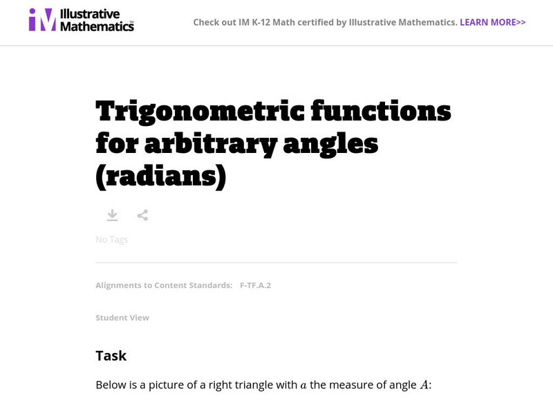 Illustrative Mathematics: F Tf Trigonometric Functions for Arbitrary Angles Lesson Plan Illustrative Mathematics: F Tf Trigonometric Functions for Arbitrary Angles Lesson Plan