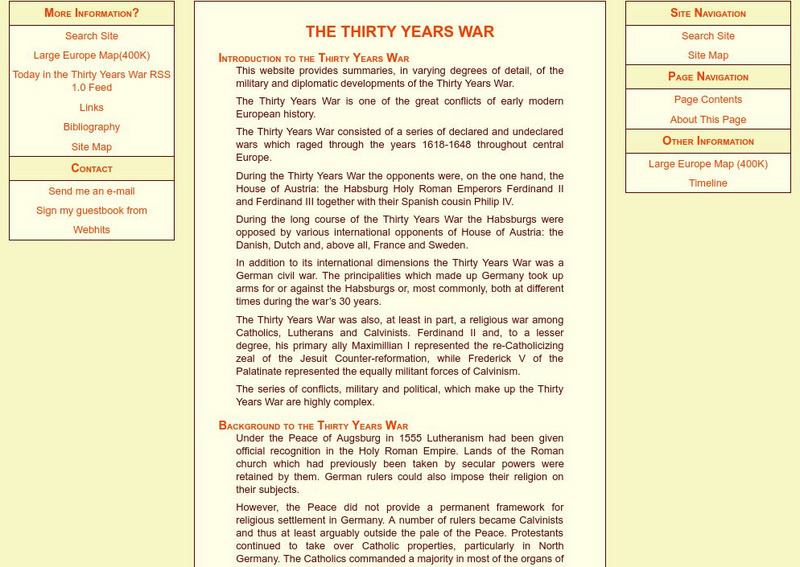 The Thirty Years War: Summary of the Thirty Years War Website The Thirty Years War: Summary of the Thirty Years War Website