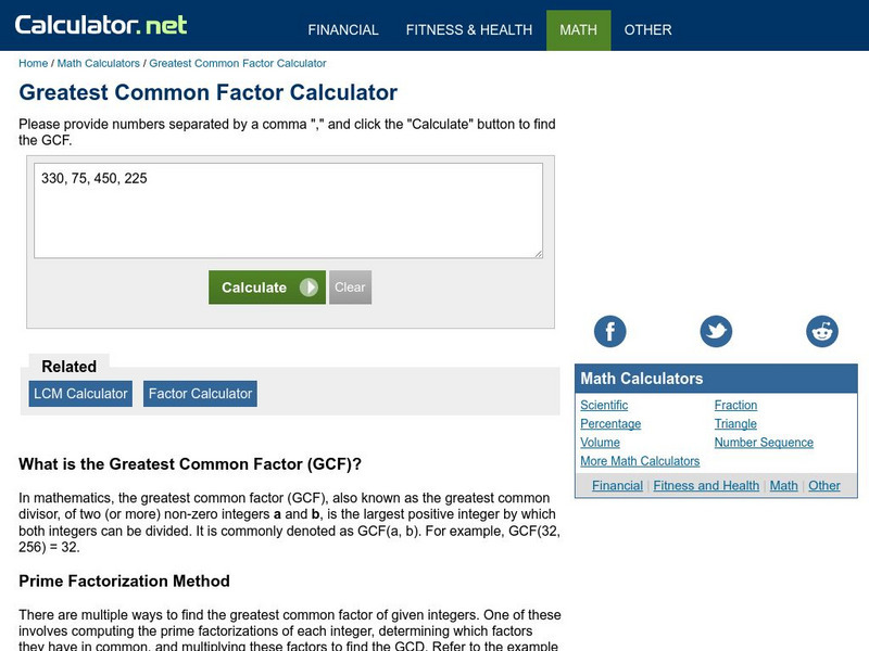 Greatest Common Factor Calculator Interactive Greatest Common Factor Calculator Interactive