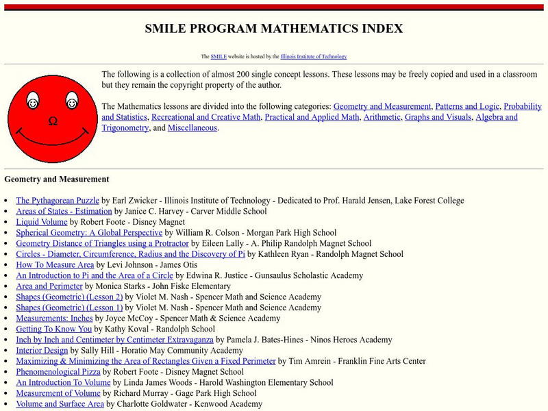 Smile: Smile: Smile Program Mathematics Index Lesson Plan