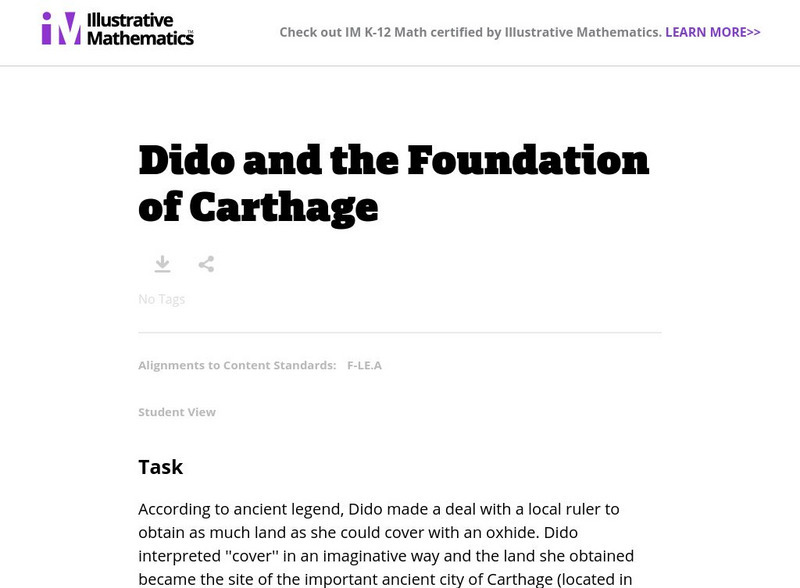 Illustrative Mathematics: F Le Dido and the Foundation of Carthage Lesson Plan Illustrative Mathematics: F Le Dido and the Foundation of Carthage Lesson Plan