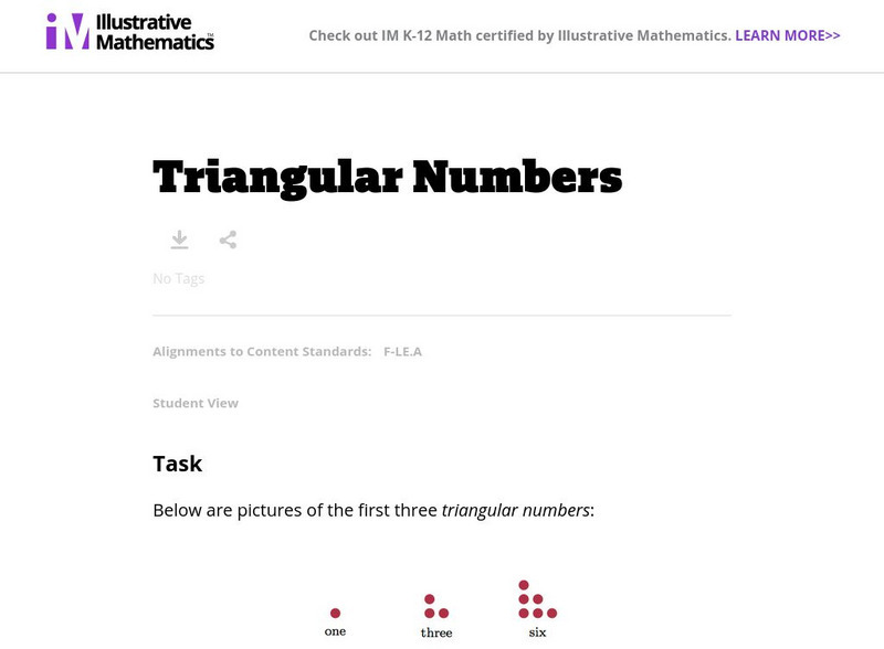 Illustrative Mathematics: F Le Triangular Numbers Lesson Plan Illustrative Mathematics: F Le Triangular Numbers Lesson Plan