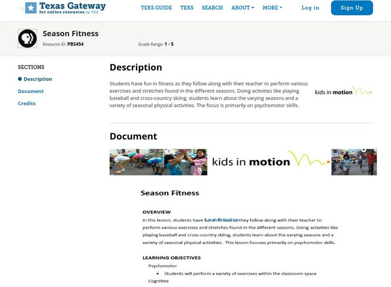 Texas Gateway: Season Fitness Unit Plan Texas Gateway: Season Fitness Unit Plan