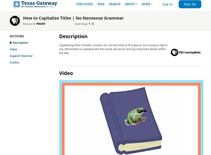 Texas Gateway: How to Capitalize Titles | No Nonsense Grammar Unit Plan Texas Gateway: How to Capitalize Titles | No Nonsense Grammar Unit Plan