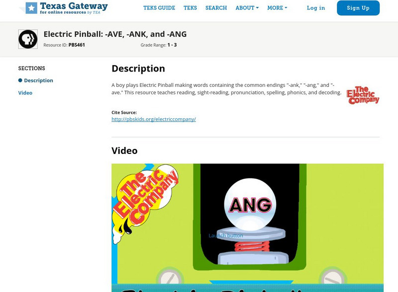 Texas Gateway: Electric Pinball: Ave, Ank, and Ang Instructional Video Texas Gateway: Electric Pinball: Ave, Ank, and Ang Instructional Video