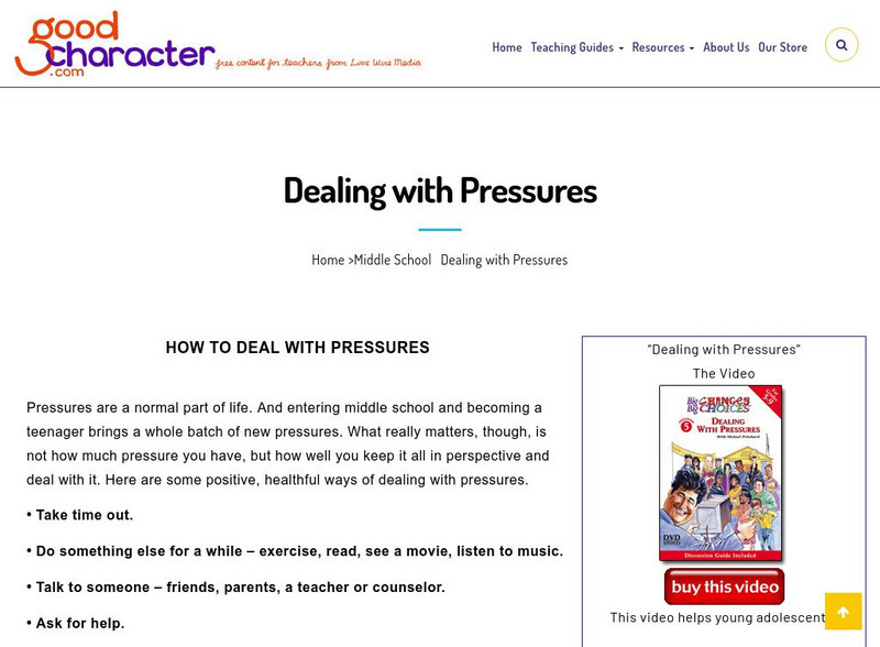 Good Character: Dealing With Pressure Website Good Character: Dealing With Pressure Website