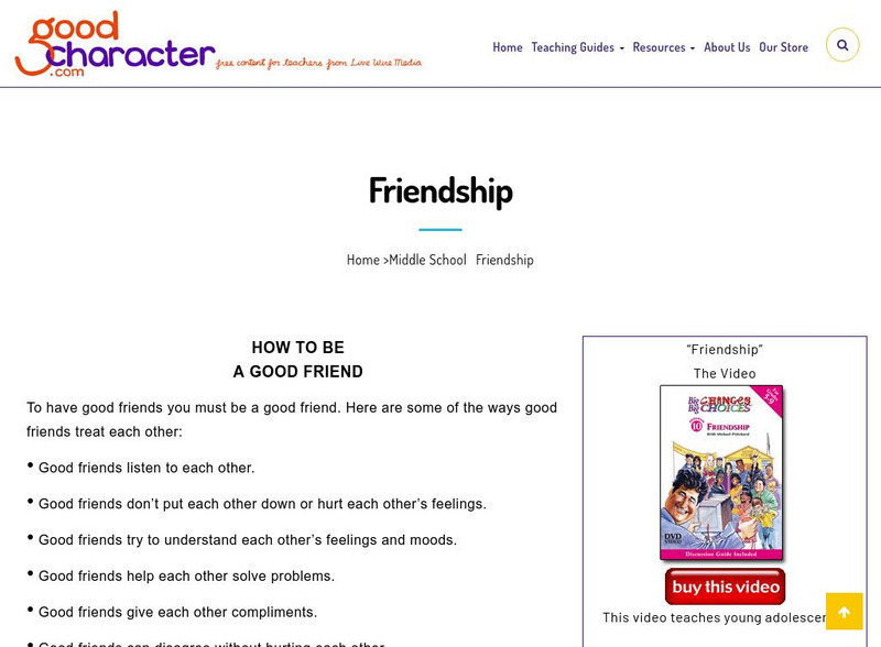 Good Character: Friendship Website Good Character: Friendship Website
