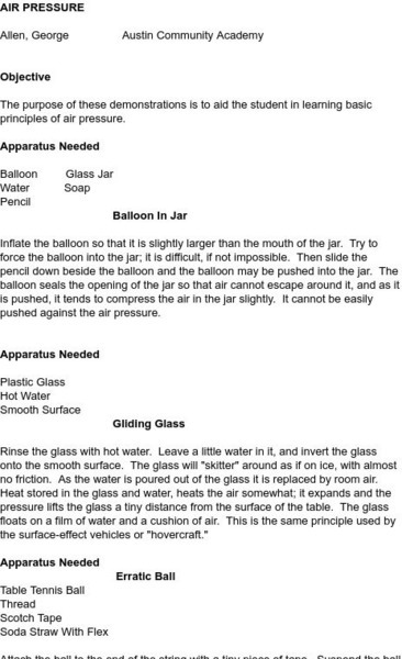 Smile: Air Pressure Demonstrations Lesson Plan Smile: Air Pressure Demonstrations Lesson Plan