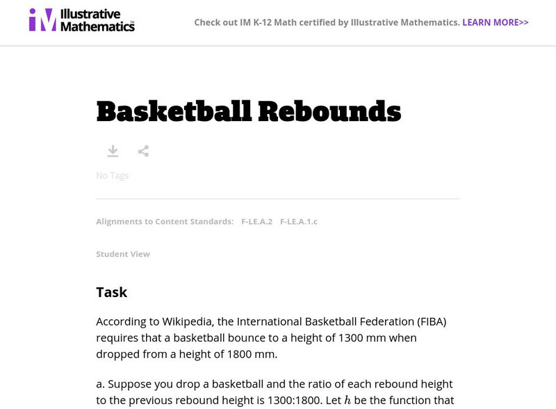 Illustrative Mathematics: F Le Basketball Rebounds Lesson Plan Illustrative Mathematics: F Le Basketball Rebounds Lesson Plan
