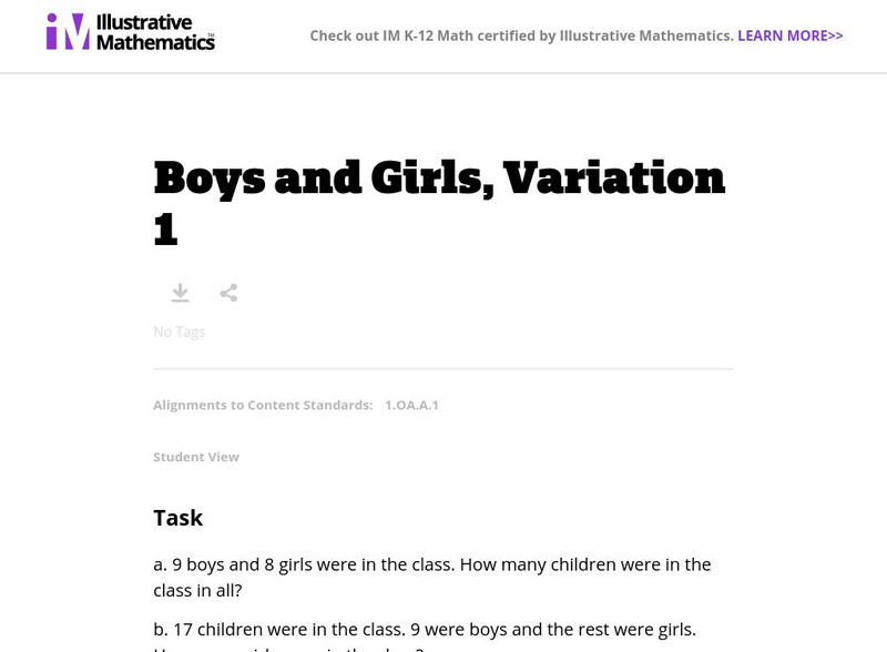 Illustrative Mathematics: Boys and Girls, Variation 1 Lesson Plan Illustrative Mathematics: Boys and Girls, Variation 1 Lesson Plan