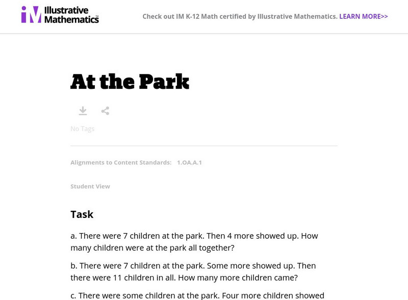 Illustrative Mathematics: At the Park Lesson Plan Illustrative Mathematics: At the Park Lesson Plan