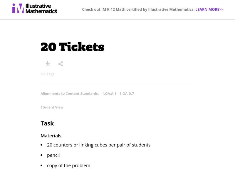 Illustrative Mathematics: 20 Tickets Lesson Plan Illustrative Mathematics: 20 Tickets Lesson Plan