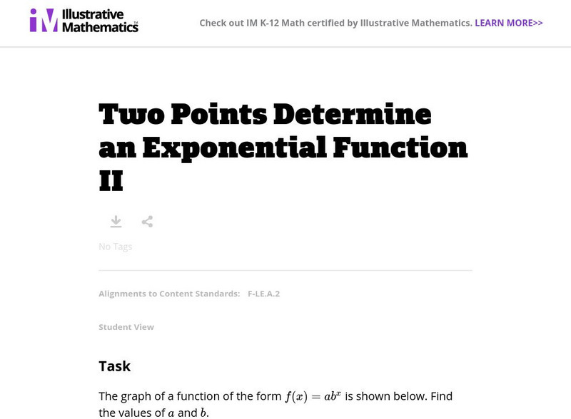 Illustrative Mathematics: F Le Two Points Determine an Exponential Function Ii Lesson Plan Illustrative Mathematics: F Le Two Points Determine an Exponential Function Ii Lesson Plan