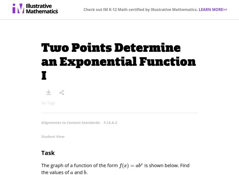 Illustrative Mathematics: F Le Two Points Determine an Exponential Function I Lesson Plan Illustrative Mathematics: F Le Two Points Determine an Exponential Function I Lesson Plan