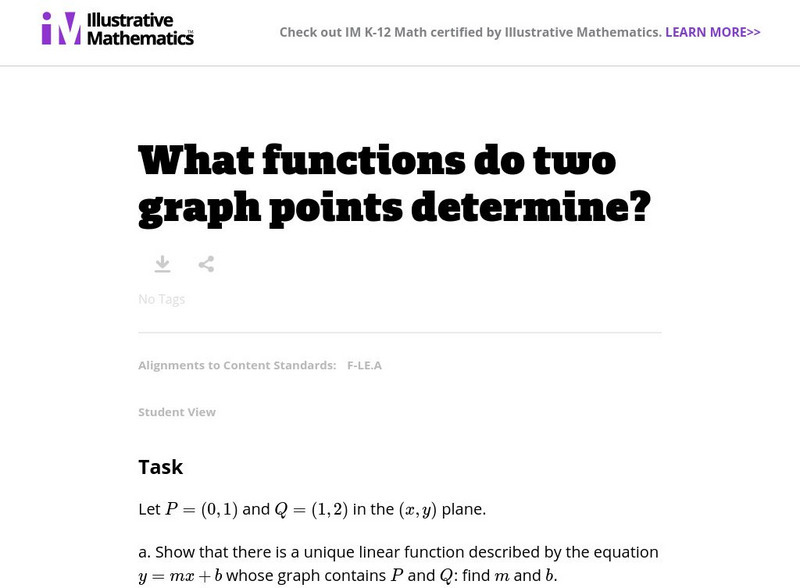 Illustrative Mathematics: F Le What Functions Do Two Graph Points Determine? Lesson Plan