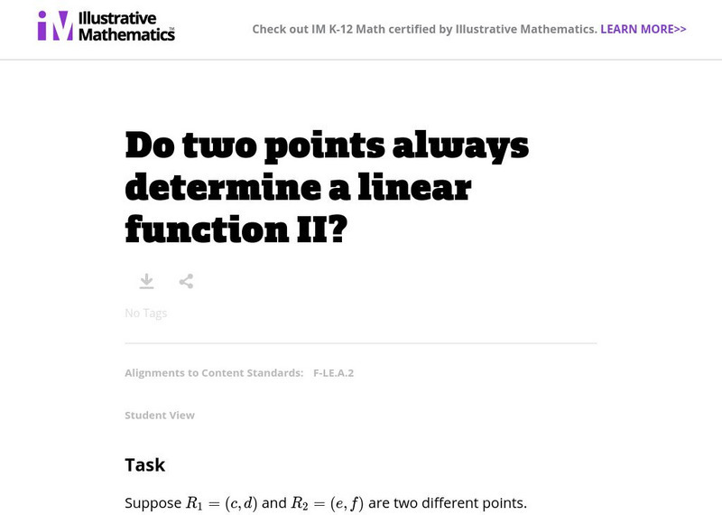 Illustrative Mathematics: F Le Do Two Points Determine a Linear Function Ii? Lesson Plan