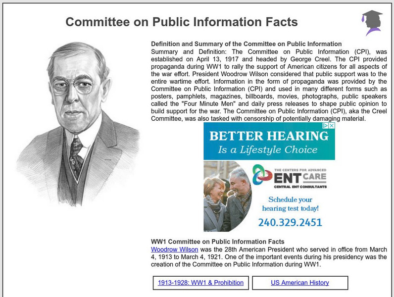 Siteseen: American Historama: Committee on Public Information Facts Article Siteseen: American Historama: Committee on Public Information Facts Article