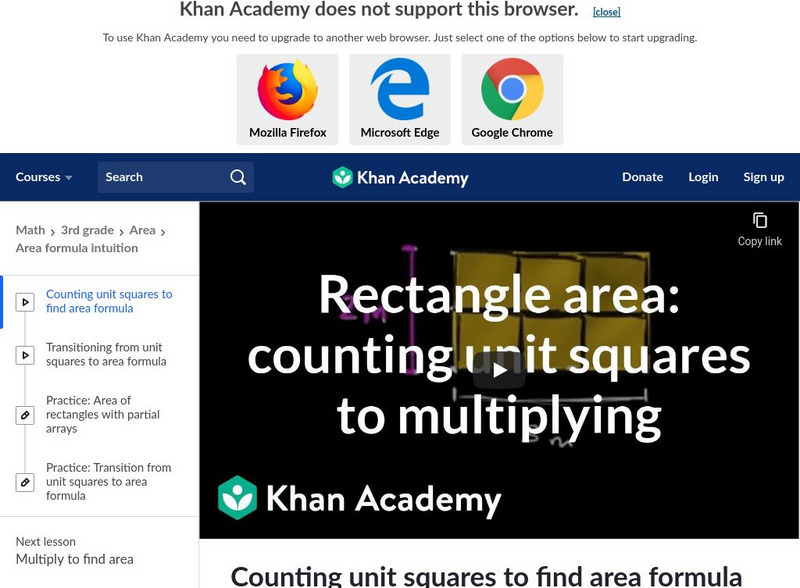Khan Academy: Counting Unit Squares to Find Area Formula Unit Plan Khan Academy: Counting Unit Squares to Find Area Formula Unit Plan