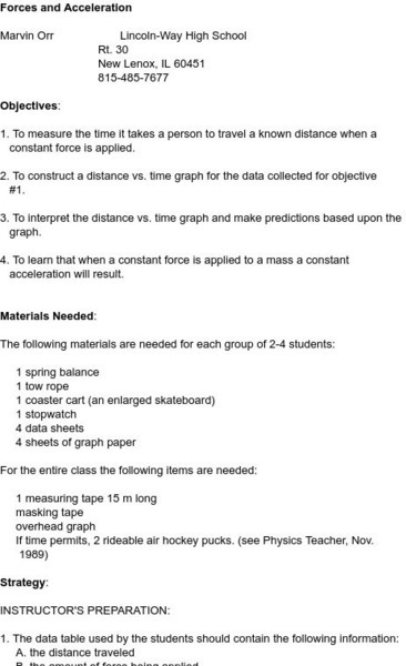 Smile: Lab Work Forces & Acceleration Lesson Plan Smile: Lab Work Forces & Acceleration Lesson Plan