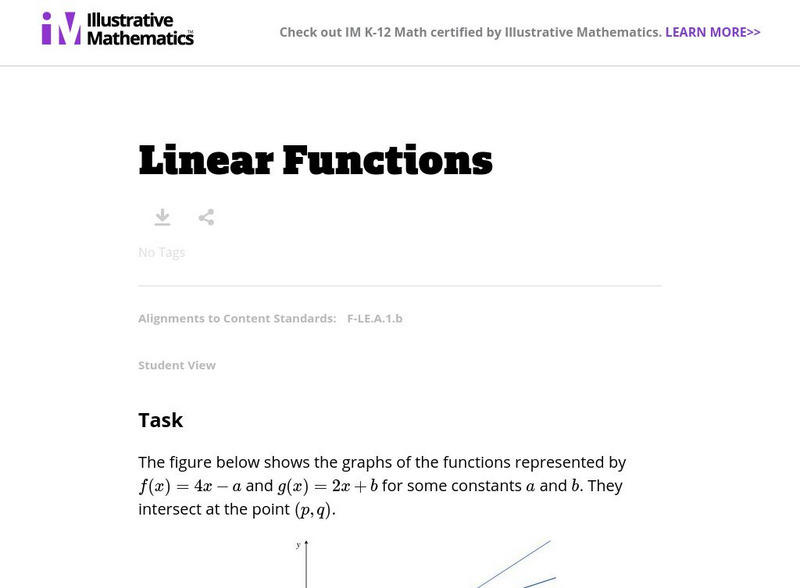 Illustrative Mathematics: F Le Linear Functions Lesson Plan Illustrative Mathematics: F Le Linear Functions Lesson Plan