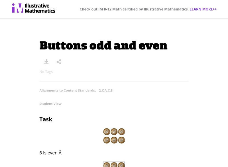Illustrative Mathematics: Buttons Odd and Even Lesson Plan Illustrative Mathematics: Buttons Odd and Even Lesson Plan