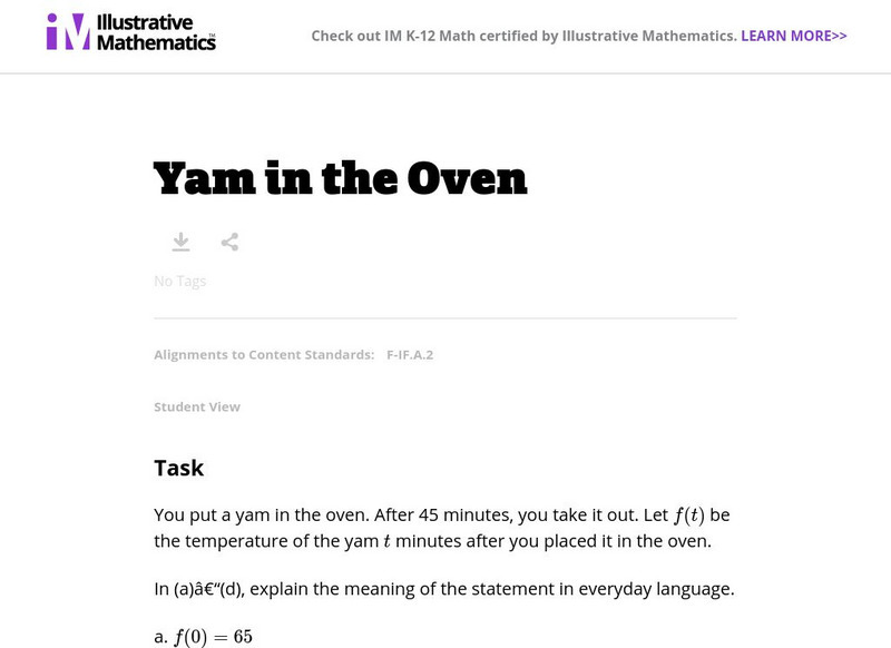 Illustrative Mathematics: F if Yam in the Oven Lesson Plan Illustrative Mathematics: F if Yam in the Oven Lesson Plan
