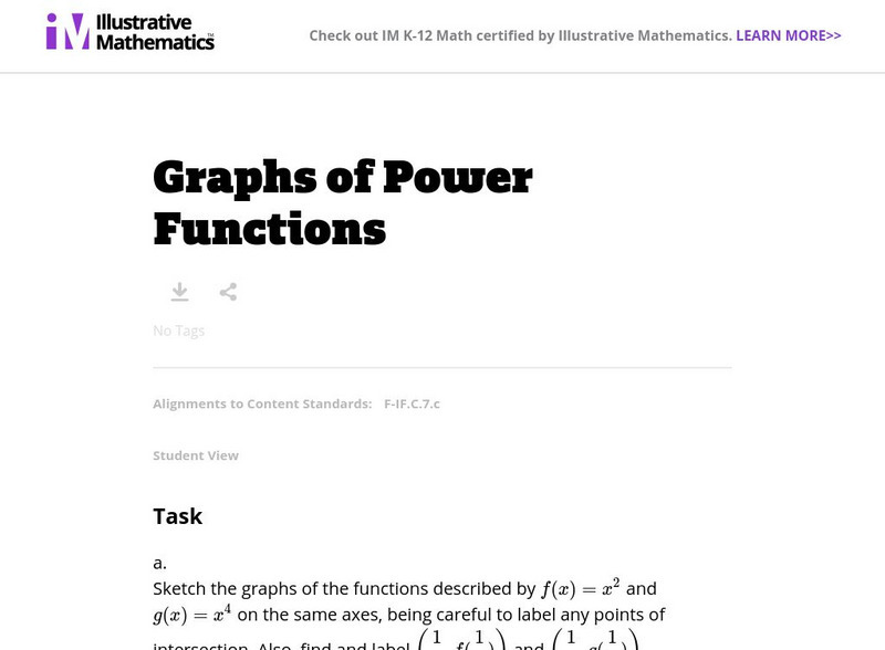 Illustrative Mathematics: F if Graphs of Power Functions Lesson Plan