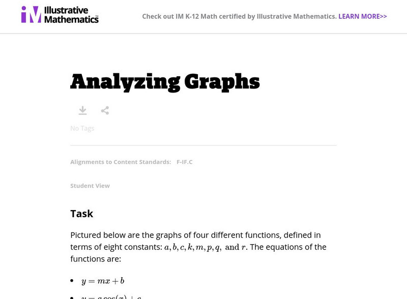 Illustrative Mathematics: F if.c Analyzing Graphs Lesson Plan Illustrative Mathematics: F if.c Analyzing Graphs Lesson Plan