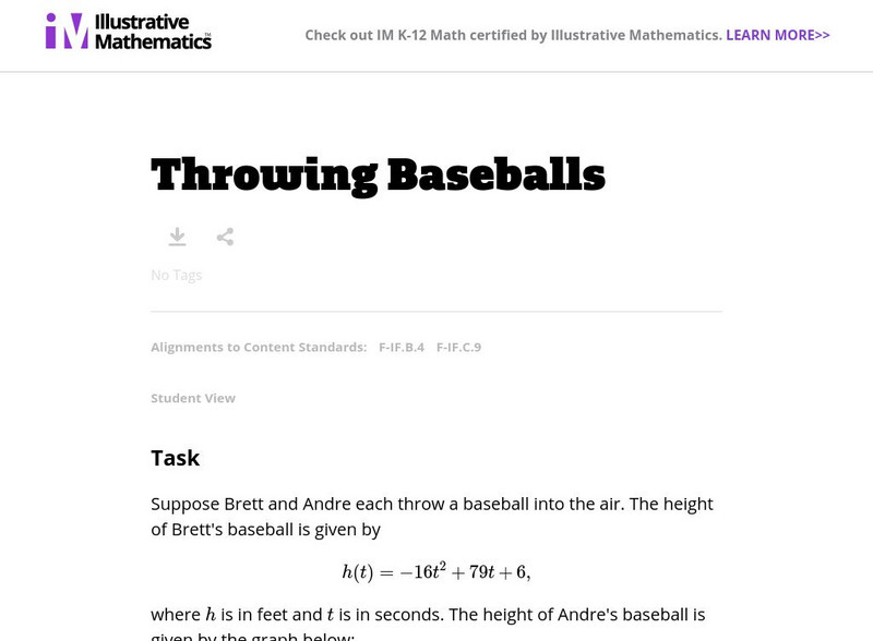 Illustrative Mathematics: F if Throwing Baseballs Lesson Plan Illustrative Mathematics: F if Throwing Baseballs Lesson Plan