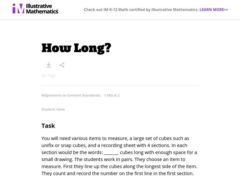 Illustrative Mathematics: How Long? Lesson Plan Illustrative Mathematics: How Long? Lesson Plan