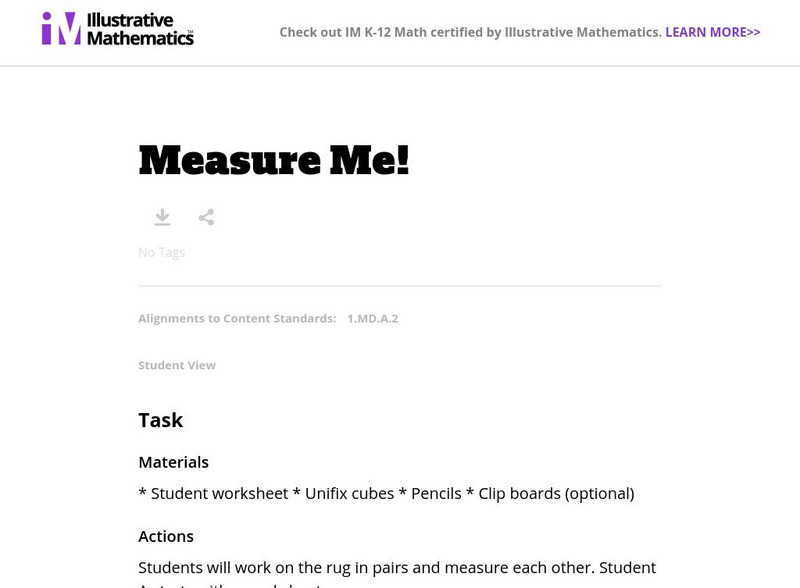 Illustrative Mathematics: Measure Me! Lesson Plan Illustrative Mathematics: Measure Me! Lesson Plan