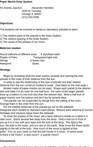 Smile: Paper Mache Solar System Lesson Plan Smile: Paper Mache Solar System Lesson Plan