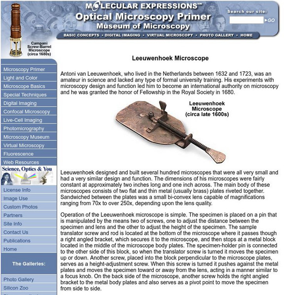 Florida State University: The Leeuwenhoek Microscope Handout