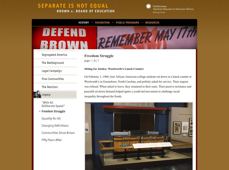 National Museum of American History: Separate Is Not Equal: Sitting for Justice: Woolworth's Lunch Counter Website National Museum of American History: Separate Is Not Equal: Sitting for Justice: Woolworth's Lunch Counter Website