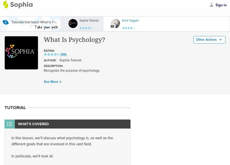 Sophia: What Is Psychology?: Lesson 2 Instructional Video Sophia: What Is Psychology?: Lesson 2 Instructional Video