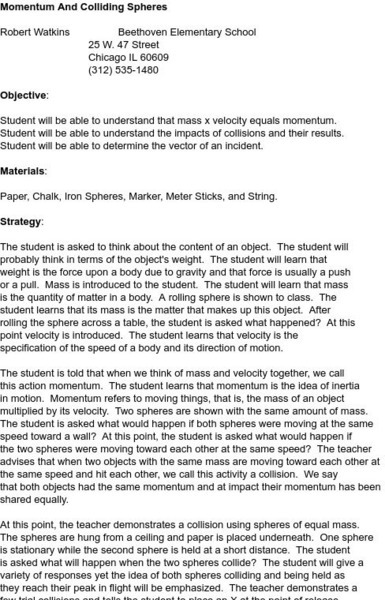 Smile: Colliding Spheres Lesson Plan Smile: Colliding Spheres Lesson Plan