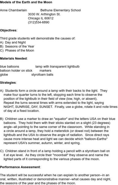 Smile: Models of the Earth and Moon Lesson Plan Smile: Models of the Earth and Moon Lesson Plan