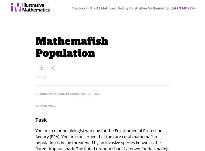 Illustrative Mathematics: F If.6 Mathemafish Population Lesson Plan Illustrative Mathematics: F If.6 Mathemafish Population Lesson Plan