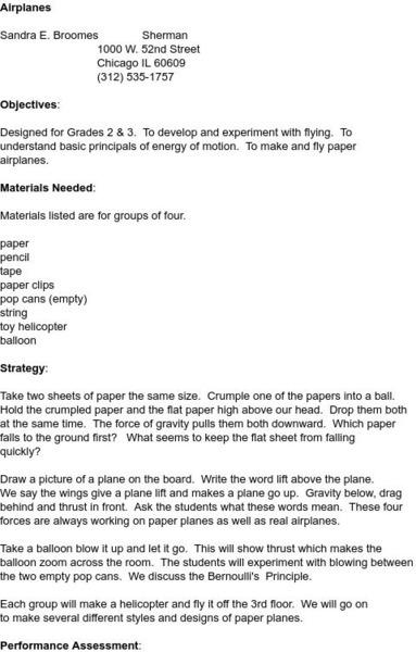 Smile: Airplanes (2 3) Lesson Plan Smile: Airplanes (2 3) Lesson Plan