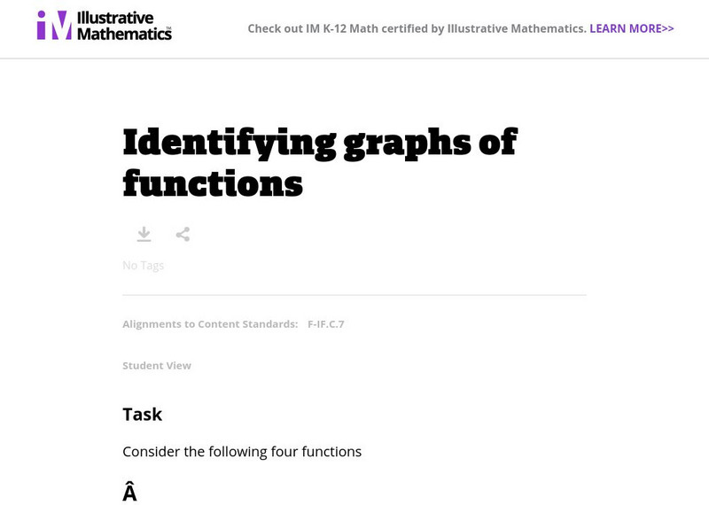 Illustrative Mathematics: F if Identifying Graphs of Functions Lesson Plan Illustrative Mathematics: F if Identifying Graphs of Functions Lesson Plan