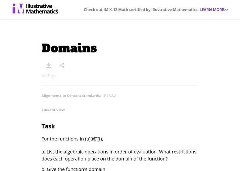 Illustrative Mathematics: F if Domains Lesson Plan Illustrative Mathematics: F if Domains Lesson Plan