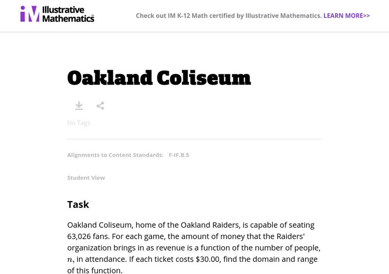 Illustrative Mathematics: F if Oakland Coliseum Lesson Plan Illustrative Mathematics: F if Oakland Coliseum Lesson Plan