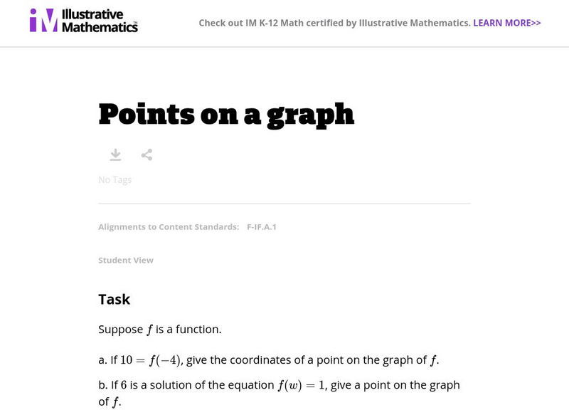 Illustrative Mathematics: F if Points on a Graph Lesson Plan Illustrative Mathematics: F if Points on a Graph Lesson Plan